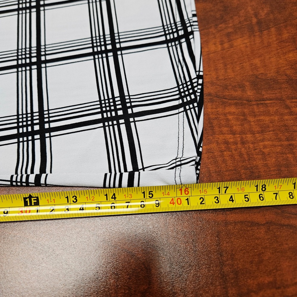 Black White Plaid Mock Neck Sleeveless Blouse Minimalist Office Core Plus 2XL - Picture 8 of 10